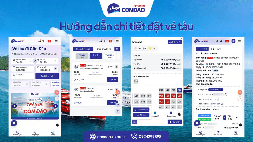 cach dat ve tau tran de con dao online nhanh chong