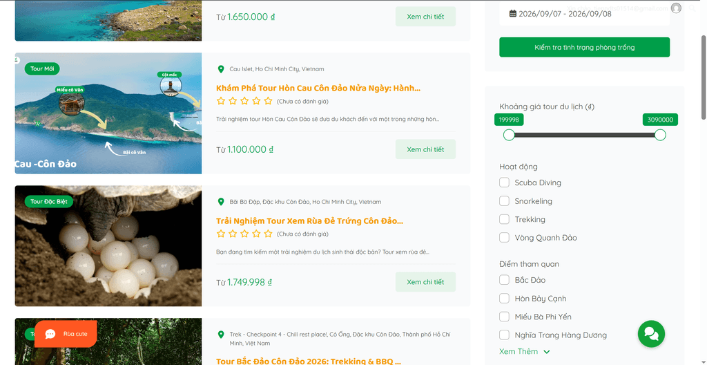 bang gia tour di con dao tron goi chi tiet
